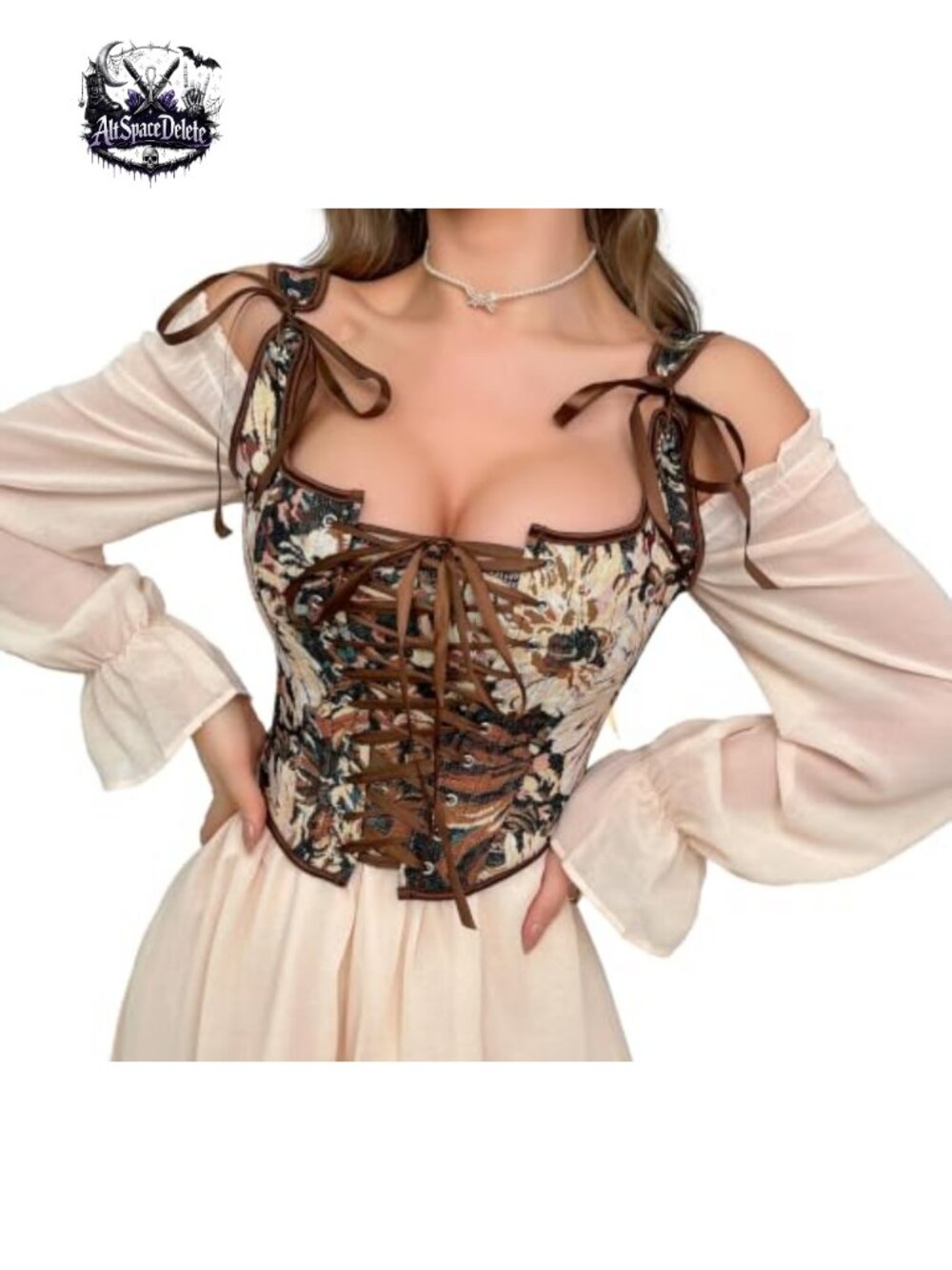 Gothic Bustier Corset Top Renaissance Lace-Up Nylon Spandex